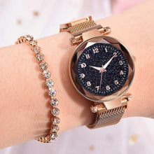 Load image into Gallery viewer, Women Starry Sky Watch Luxury Magnetic Buckle Mesh Band Quartz Wristwatch Female Rose Gold Diamond Watches zegarek damsk