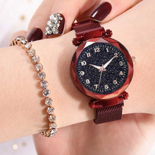 Load image into Gallery viewer, Women Starry Sky Watch Luxury Magnetic Buckle Mesh Band Quartz Wristwatch Female Rose Gold Diamond Watches zegarek damsk