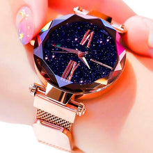 Load image into Gallery viewer, Women Starry Sky Watch Luxury Magnetic Buckle Mesh Band Quartz Wristwatch Female Rose Gold Diamond Watches zegarek damsk
